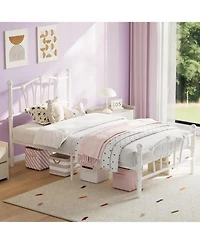 gaomon Kids Bed Frame with Headboard & Footboard, Heart-Shaped Metal Platform Bed, Heavy-Duty Steel Slats, Noise-Free, No Box Spring