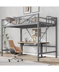 gaomon Twin Metal Loft Bed, Heavy-Duty Steel Frame with Safety Guardrails