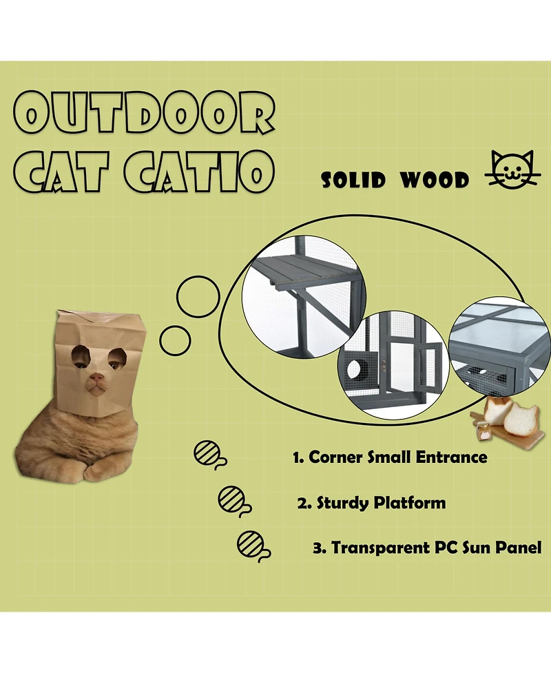 Streamdale Furniture Pine Outdoor Cat House with Shelves