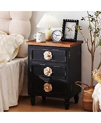 Streamdale Furniture Streamdale Vintage Farmhouse End Table - Rustic Nightstand, 3 Drawers