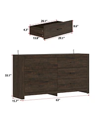 Famapy 6-Drawer Finish Dresser Chest of Drawers Cabinet