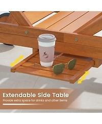 Gymax Outdoor Chaise Lounge Chair Wheels Adjustable Backrest Leg Area for Deck