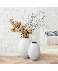 LuxenHome Antique White Cement Bulb Vase, Tall Home Accent for Floor and Tabletops