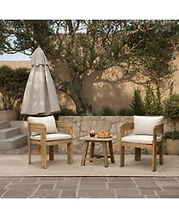 LuxenHome Set of 2 Modern Outdoor Acacia Wood Armchair with Cushions, Patio Lounge Seating