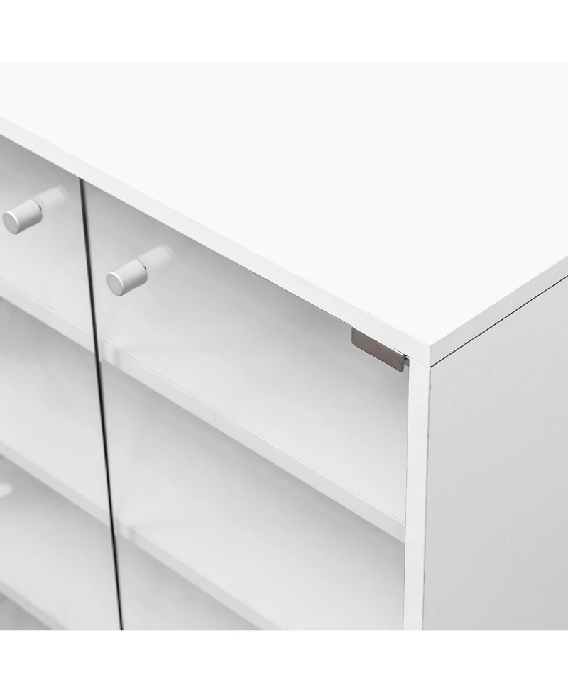 Streamdale Rgb Led Shoe Storage Box with Glass Door, Stackable (4 Tier-1)