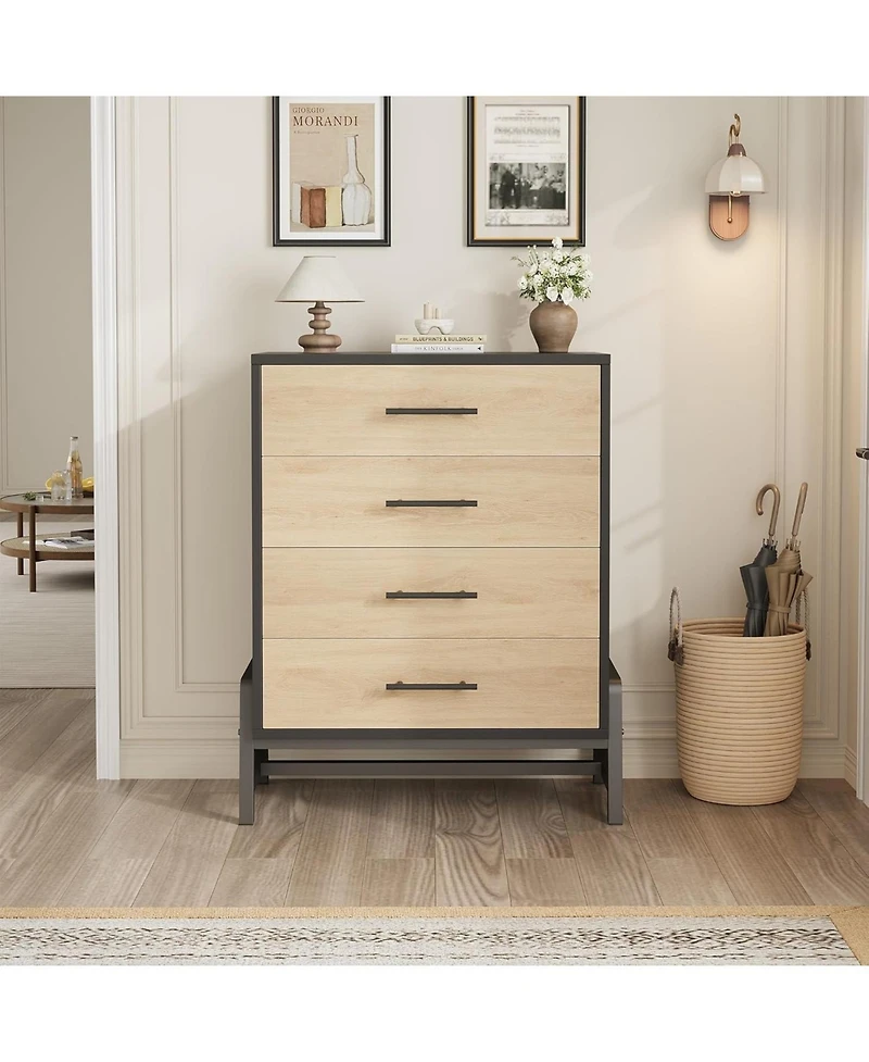 gaomon 38.6" Tall 4-Drawer Dresser, Freestanding Wooden Storage Chest for Closet, Bedroom Living Room Entryway Organizer
