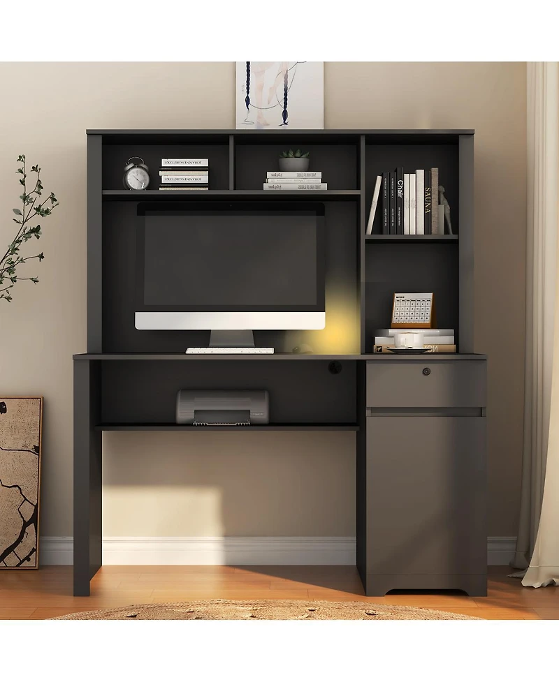 Streamdale Furniture Computer Desk with Hutch & Bookshelf, Wood Executive Desk for Home Office