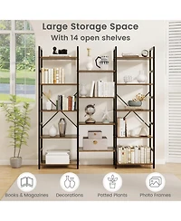 Slickblue 5-tier Triple Wide Heavy-duty Metal Frame Industrial Bookshelf.