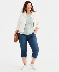 Style & Co Plus Printed Short-Sleeve Scoop-Neck Top, Macy's Exclusive