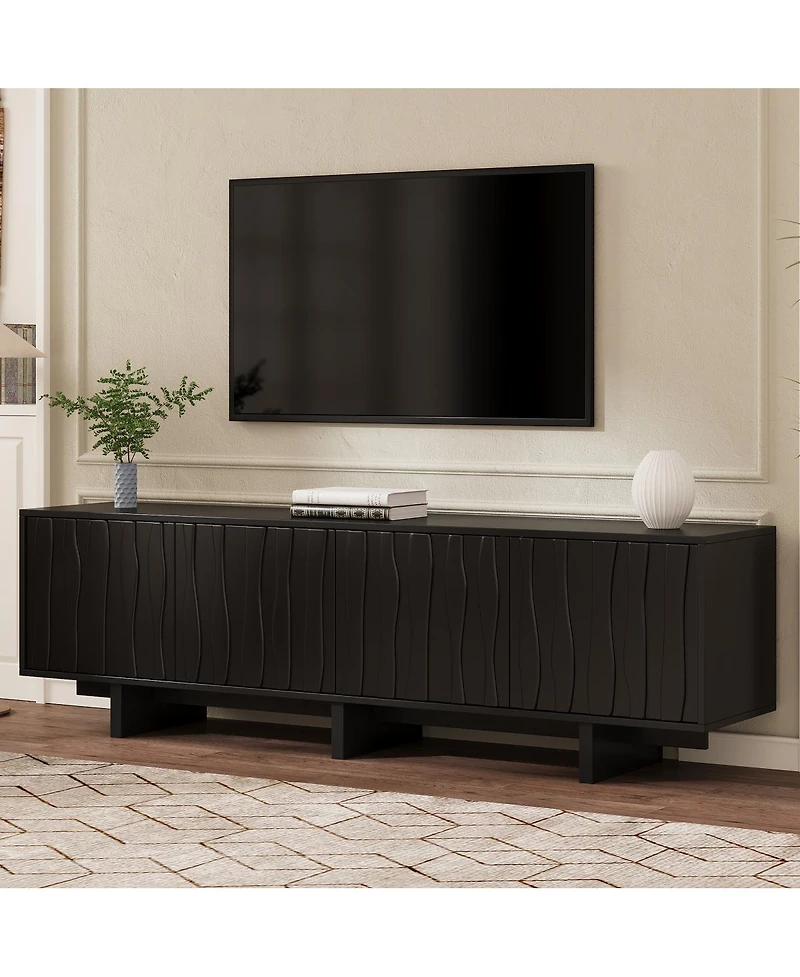 Streamdale Furniture Retro Wood Grain Tv Stand for TVs up to 75", Rustic Media Console with Storage