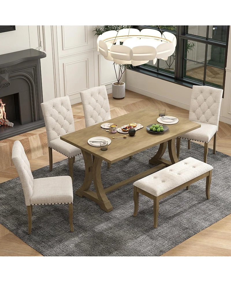 Streamdale Furniture Farmhouse Dining Table Set - 6-Piece