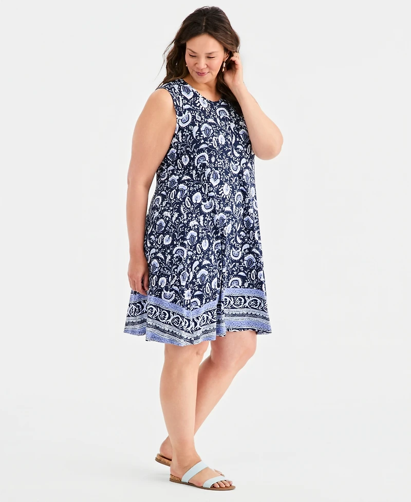 Style & Co Plus Size Sleeveless Printed Flip Flop Dress, Macy's Exclusive