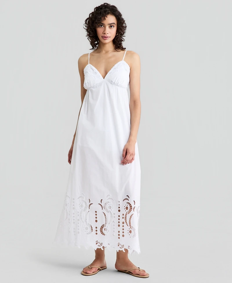 And Now This Women's Cotton Cutout Embroidered Maxi Dress, Macy's Exclusive