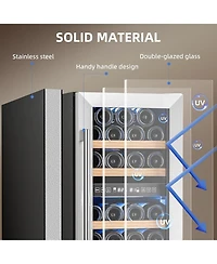Cowsar 15" Wine Cooler, 27 Bottle Dual Zone Wine Fridge, 3.1 Cu.Ft