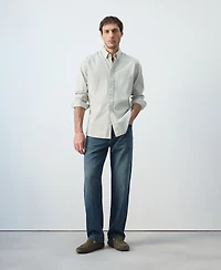 Mango Men's Cotton Regular-Fit Striped Shirt