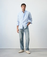 Mango Men's Cotton Regular-Fit Striped Shirt