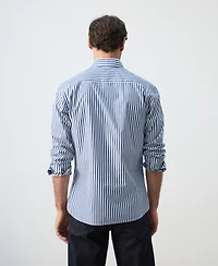 Mango Men's Cotton Regular-Fit Striped Shirt
