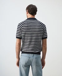 Mango Men's Cotton Striped Knit Polo Shirt