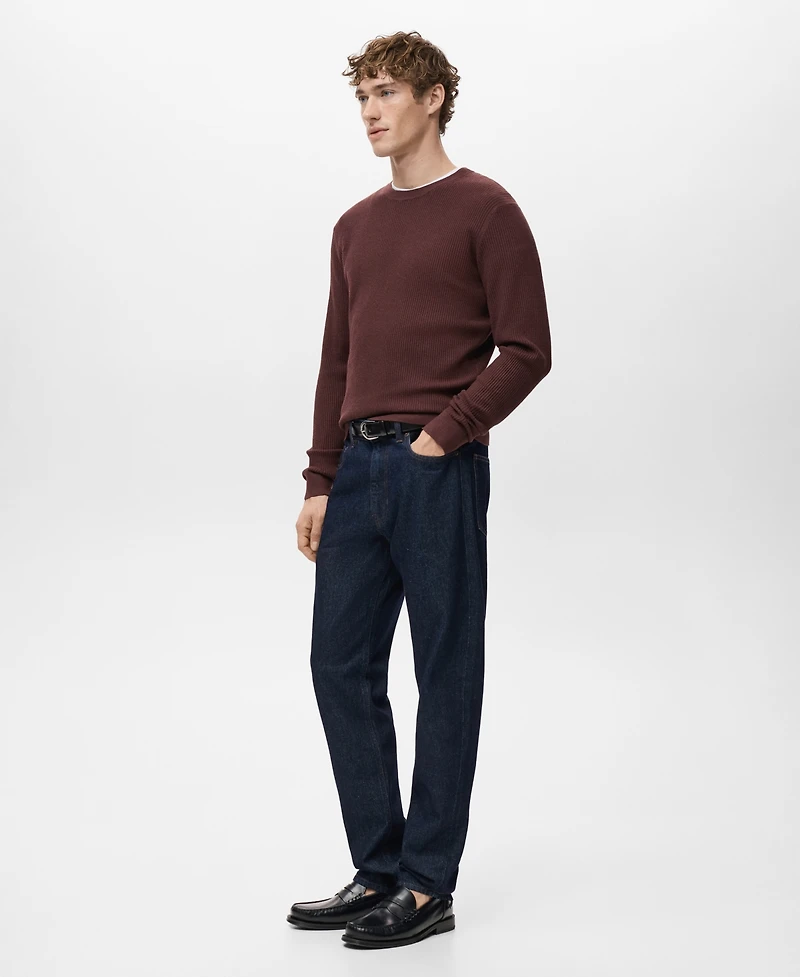 Mango Men's Fine Rib-Knit Cotton Sweater