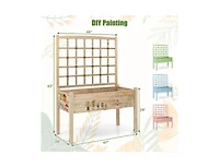 Slickblue Elevated Garden Planter with Lattice and Drainage