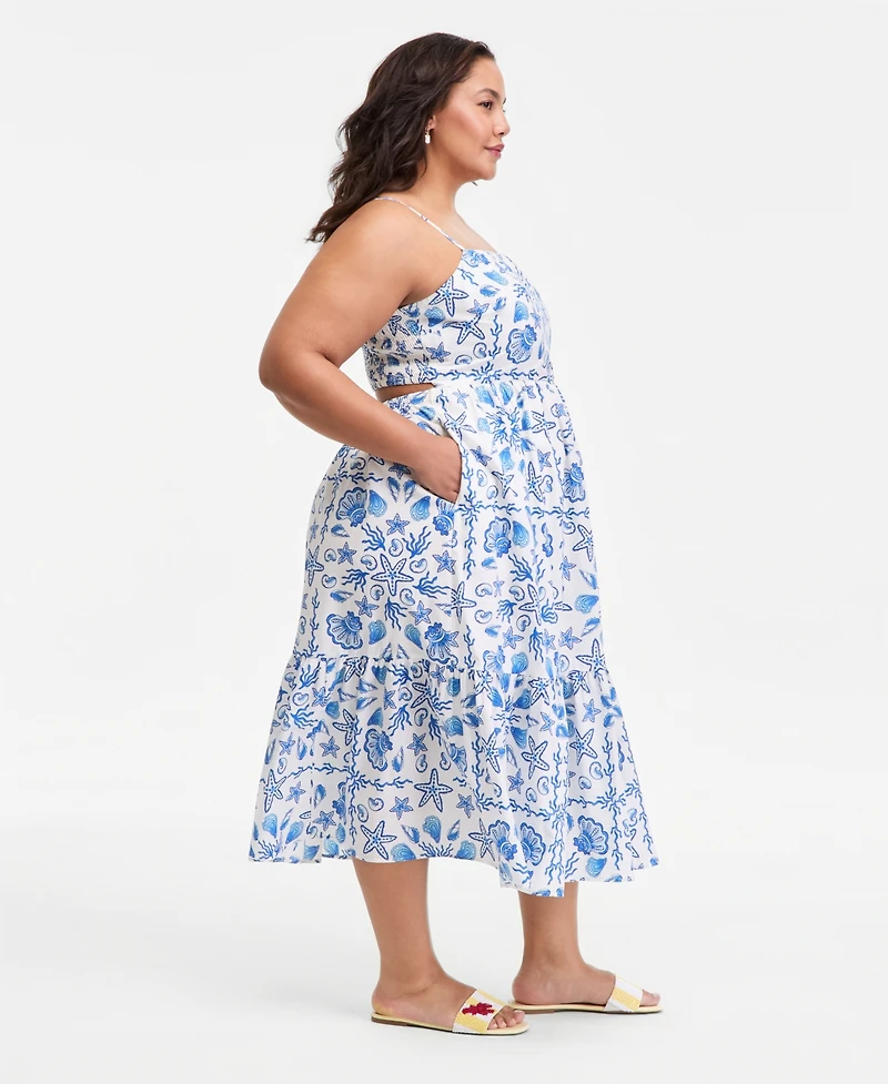 On 34th Trendy Plus Cotton Tiered Midi Dress, Macy's Exclusive