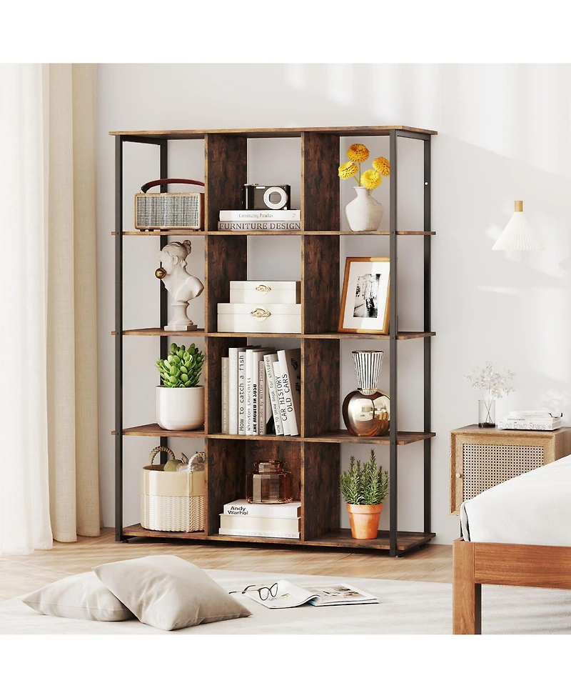 Slickblue 12-Cube Bookcase with 2 Anti-tipping Kits for Living Room