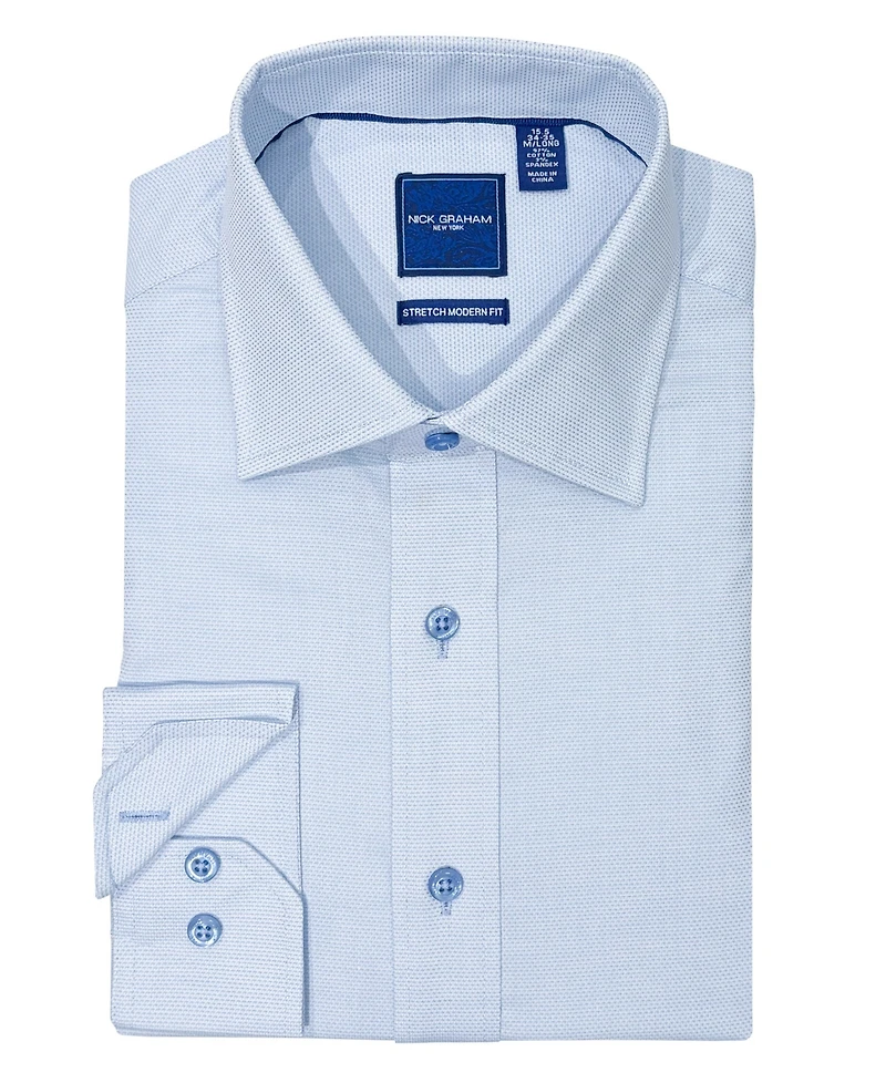 Nick Graham Men's Newbury Text Modern-Fit Dress Shirt