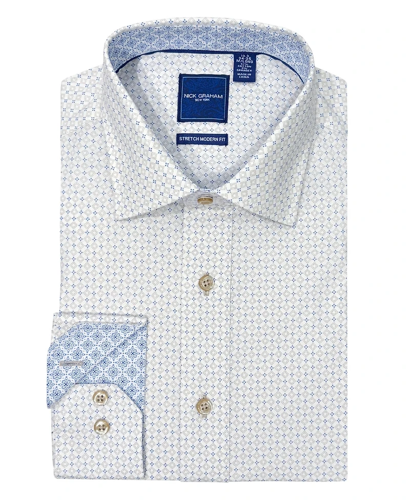Nick Graham Men's Roxbury Square Stretch Dress Shirt