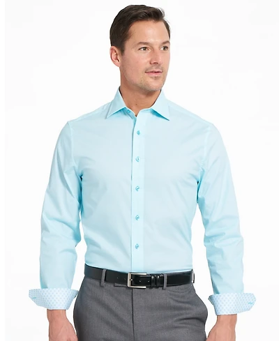 Nick Graham Men's Woven Tonal Dot Button-Front Dress Shirt