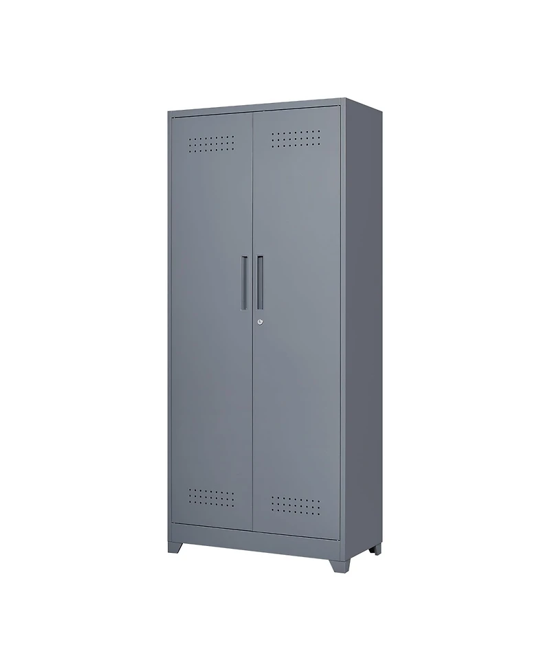 Clihome Metal Lockers Cleaning Tool Storage Cabinets With Locking Doors