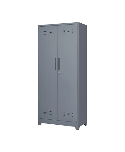 Clihome Metal Lockers Cleaning Tool Storage Cabinets With Locking Doors
