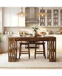 Tribesigns 63 Inch Bar Table, Wooden Bistro Table, Large Home Bar Unit with Wine Rack