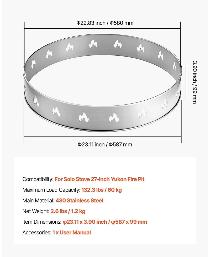 Ecooso Fire Pit Stand for Bonfire Stove, Stainless Steel Outdoor Support Ring