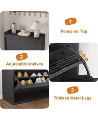 Homfan Shoe Cabinet with Flip Drawers, Hidden Shoe Storage Organizer for Entryway, Wooden Shoe Rack with Adjustable Shelf