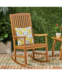 Mondawe Wood Outdoor Patio Rocking Chair Capacity Smooth Porch Rocker