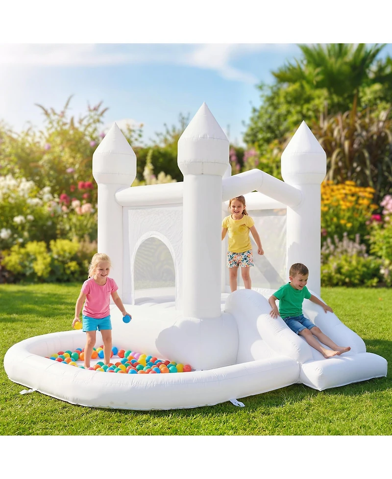Qaba 3-in-1 Inflatable Bounce House with Slide and Ball Pit