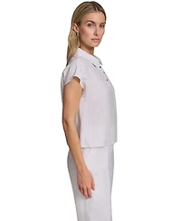 Calvin Klein Petite Short-Sleeve Collared Top
