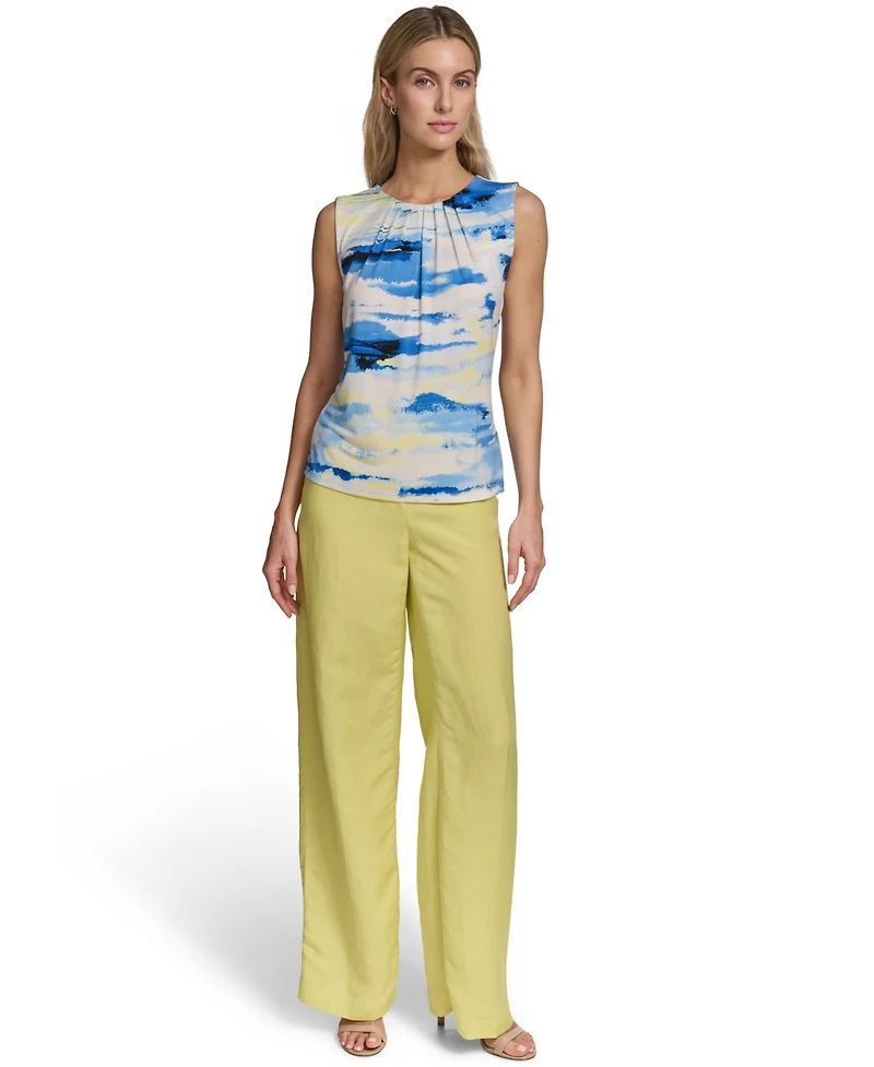 Calvin Klein Petite Pleated Crewneck Cami Top