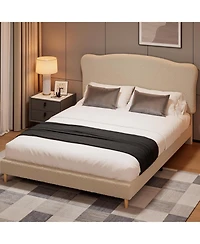 gaomon Upholstered Platform Bed Frame with Soft Rounded Headboard, Heavy-Duty Wooden Slats, Noise-Free, No Box Spring Needed