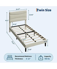 gaomon Upholstered Bed Frame with Headboard, Platform Bed with Wood Slats Support, No Box Spring Needed, Velvet.
