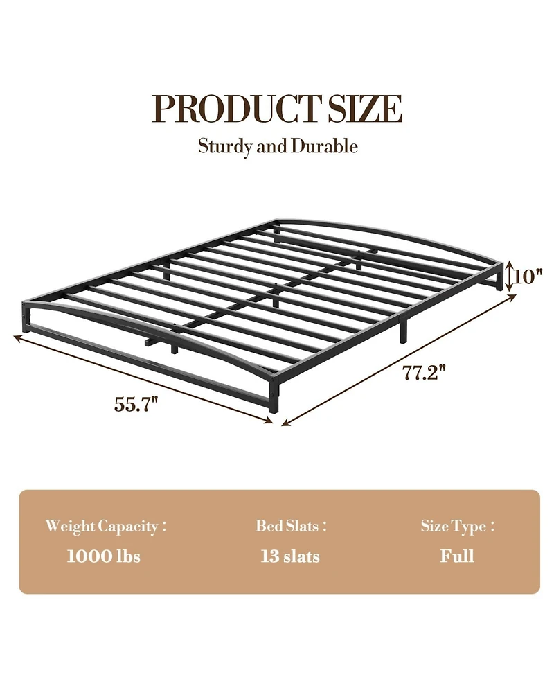 gaomon 10in Metal Platform Bed Frame Steel Slats No Box Spring