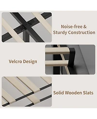 gaomon Velvet Bed Frame with Wingback Headboard, Upholstered Platform Bed with Wood Slats, No Box Spring Needed