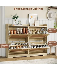 gaomon Entryway Shoe Cabinet with 4 Flip Drawers, Durable and Stylish, Hidden Freestanding Wood Breathable Wide Shoe Rack.