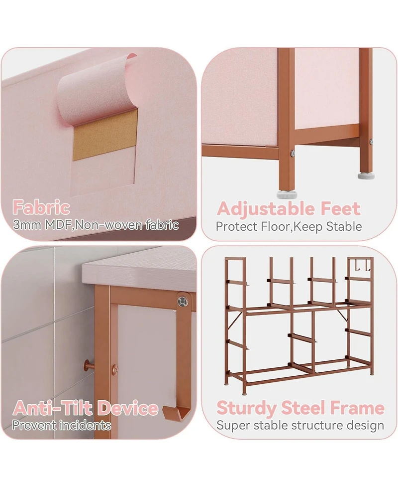 gaomon 10 Drawers Fabric Storage Drawer, Dressers & Chest of with Side Pockets, Hooks, Wood Tabletop for Closet, Living Room