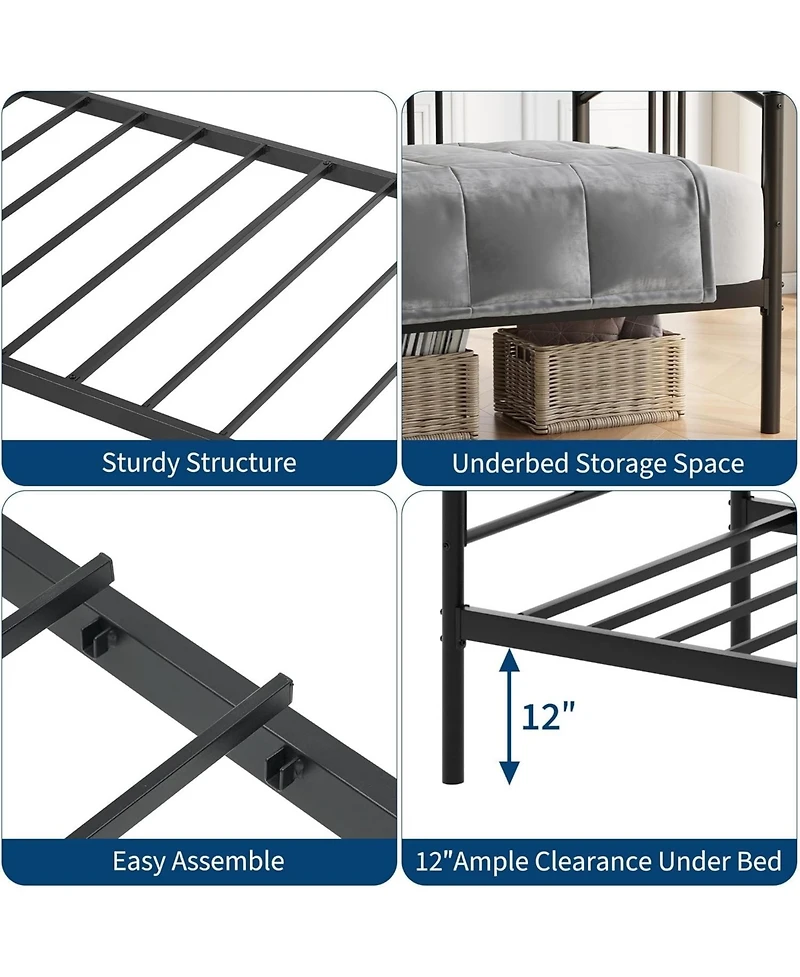gaomon Twin Metal Daybed Frame with Arched Headboard, Steel Slat Support Sofa Bed, No Box Spring Needed, Easy Assembly