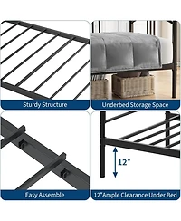 gaomon Twin Metal Daybed Frame with Arched Headboard, Steel Slat Support Sofa Bed, No Box Spring Needed, Easy Assembly