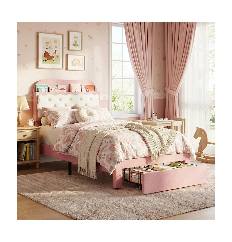 gaomon Full Metal Platform Bed Frame with Decorative Headboard & Footboard, Heavy Duty Steel Slats, Underbed Storage