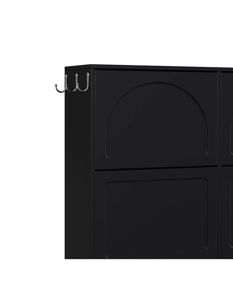 Modern Elegant Narrow Tipping Bucket Shoe Cabinet with 6 Flip Drawers