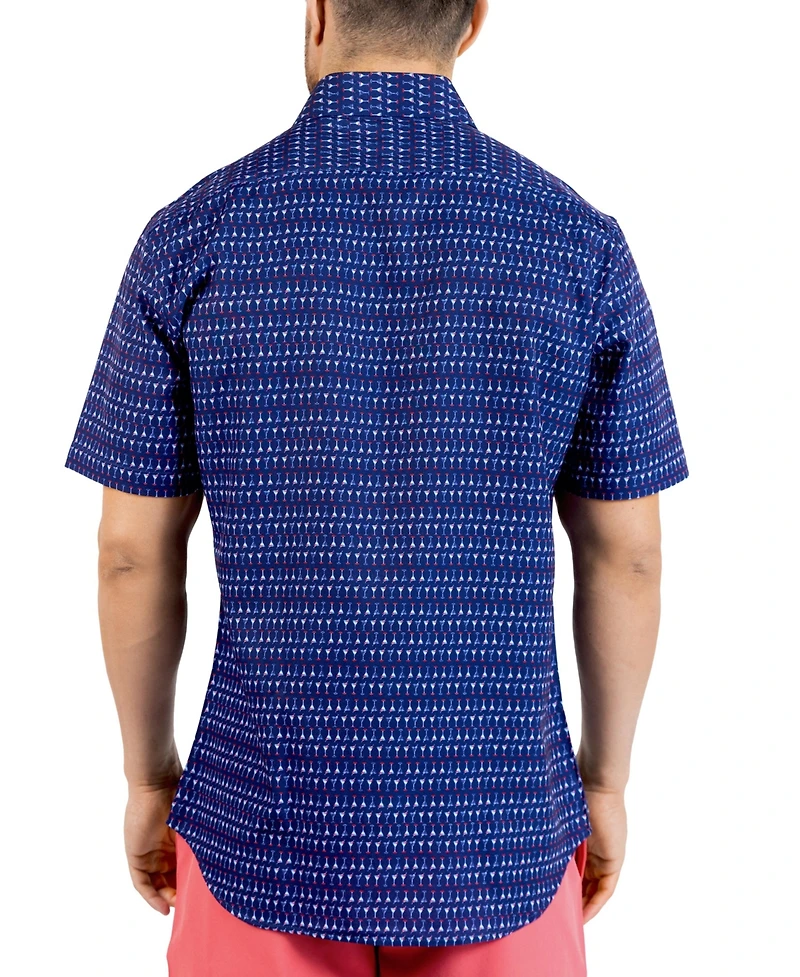 Tailorbyrd Men's Martini Glasses Printed Performance Short Sleeve Shirt