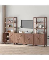 gaomon Farmhouse Oak Sideboard Buffet Cabinet - x-Shaped Door Kitchen Storage Cabinet with Adjustable Shelves for Hallway Entry Living Room